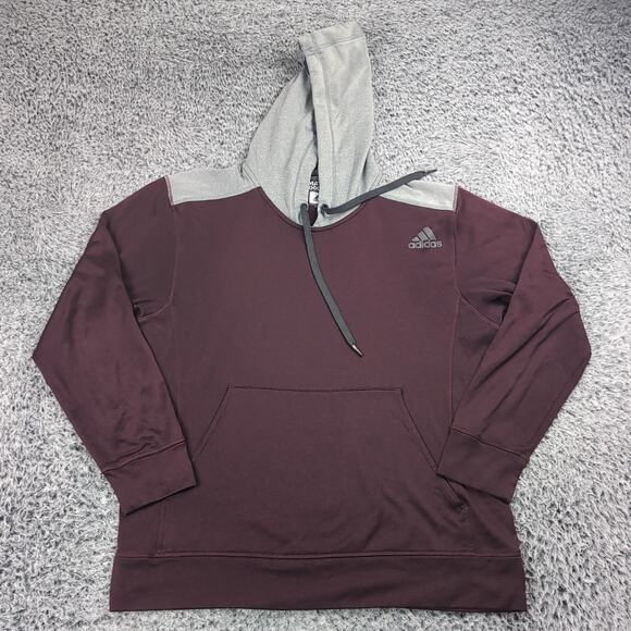 Adidas Sweater Adult Large Red Gray Ultimate Hoodie Athleisure Pullover Outdoor - Picture 1 of 6
